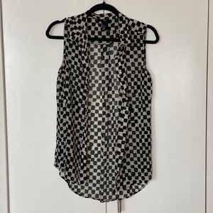 H&M Black & White Patterned Blouse